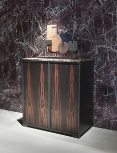 modernes Sideboard / Aluminium / Holz / Glas