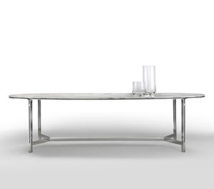 moderner Esstisch / Metall / aus Marmor / oval