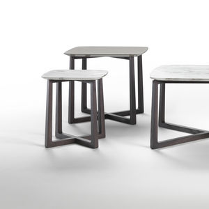 moderner Beistelltisch / aus Marmor / Massivholz / rechteckig