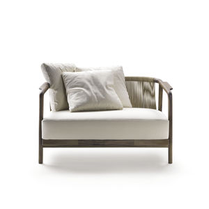 modernes Sofa / Stoff / Leder / Massivholz