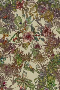 Möbelstoff / für Gardinen / Blumenmotive / Leinen