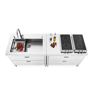 moderne Küche / aus Edelstahl / Kochinsel / Modul