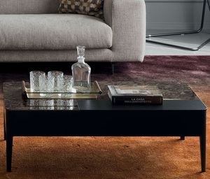 moderner Couchtisch / Holz / Keramik / rechteckig