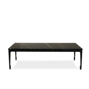 moderner Couchtisch / aus Eiche / Marmor / rechteckig