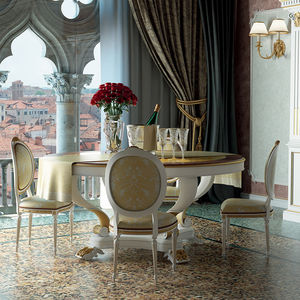 Esstisch / Louis XVI. Stil / lackiertes Holz / rund