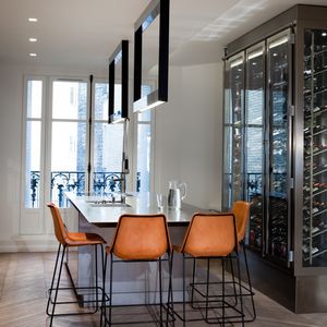 Einbau-Weinkühlschrank / Edelstahl / Glas / verglast