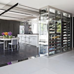Einbau-Weinkühlschrank / Edelstahl / Glas / verglast