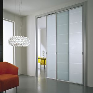 Schiebe-Tür / Aluminium / verglast / Doppel