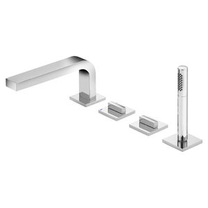 Einhebelmischer für Badewanne / verchromtes Metall / Badezimmer / 4-Loch
