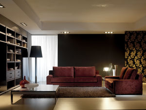 klassisches Sofa / Stoff / 2 Plätze / braun