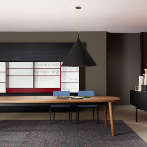 moderner Tisch / Massivholz / Esche / oval