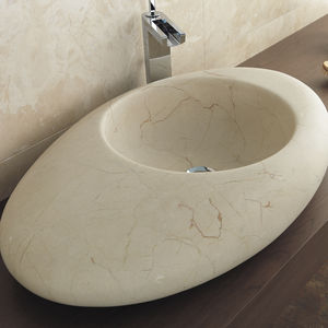 Aufsatzwaschbecken / oval / aus Naturstein / modern