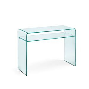 moderner Konsolentisch / aus gekrümmtem Glas / rechteckig / nach Maß