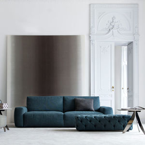 modernes Sofa / Stoffbezug / 2 Plätze / blauer