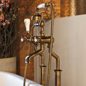 Mischbatterie für Duschen / für Badewanne / freistehend / verchromtes Metall