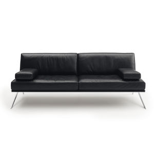 modernes Sofa / Leder / Edelstahl / 2 Plätze