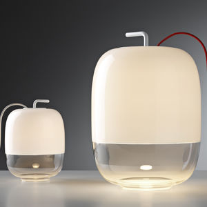 Tischlampe / originelles Design / Metall / geblasenes Glas
