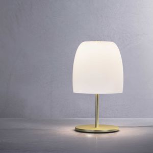 Tischlampe / modern / Metall / geblasenes Glas