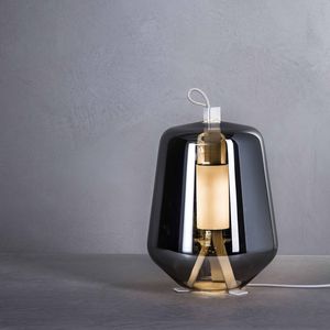 Tischlampe / modern / Metall / geblasenes Glas