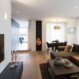 holzbefeuerter Kamin / modern / Geschlossene Feuerstelle / Einbau