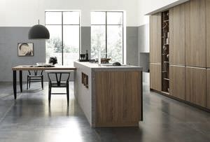 moderne Küche / Stein / Massivholz / Holz