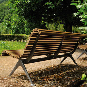 Bank für den Garten / modern / Metall / Holz