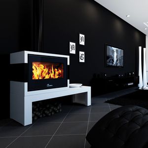 Holz-Kaminofen / modern / Metall