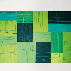 moderner Teppich / Streifenmuster / Wolle / Filz