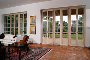 einflügelige Fenstertür / Aluminium / Holz / Doppelverglasung