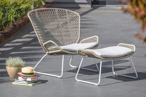 moderner Gartenstuhl / mit hoher Rückenlehne / Aluminium / aus Teakholz
