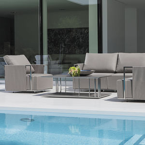 moderner Couchtisch / Edelstahl / rechteckig / für den Garten