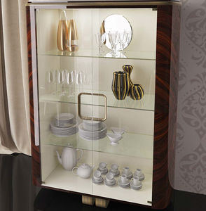 moderne Vitrine / Glas / lackiertes Holz