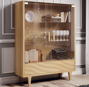 moderne Vitrine / Glas / lackiertes Holz