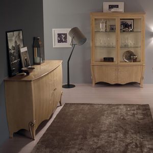 klassischer Geschirrschrank / Glas / Holz