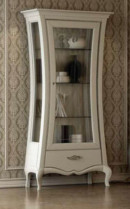 Stil-Vitrine / mit Fußgestell / Glas / lackiertes Holz