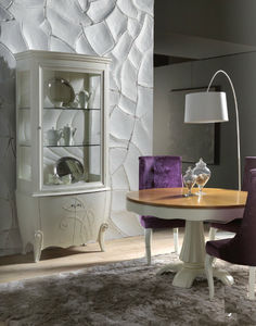 Stil-Vitrine / mit Fußgestell / Glas / Holz