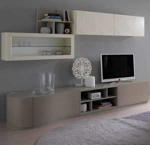 moderne Wohnwand / Holz / lackiertes Holz