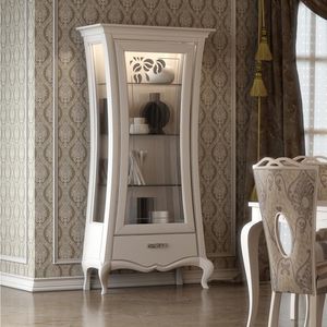 Stil-Vitrine / auf Beinen / Glas / lackiertes Holz