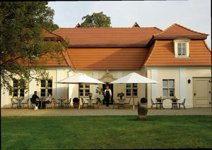 Sonnenschirm für Restaurants / für Bar / Stoff / Holz