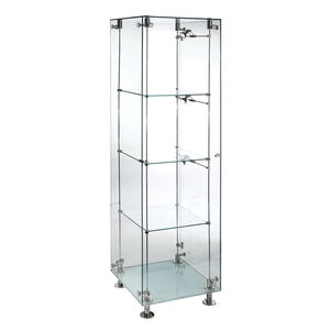 moderne Vitrine / Glas / Edelstahl / beleuchtet