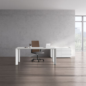 Chefschreibtisch / Holzfurnier / Laminat / Aluminium