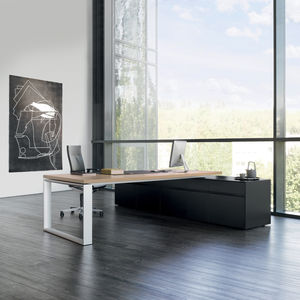 Chefschreibtisch / Holzfurnier / Laminat / Aluminium
