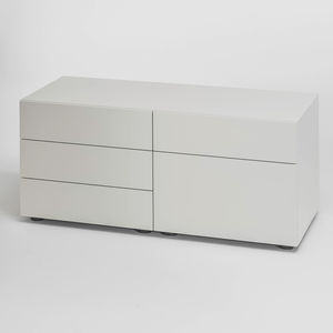 niedriger Aktenschrank / Holzfurnier / Laminat / mit Schubladen