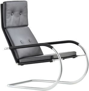 moderner Sessel / Textil / aus Edelstahl / Leder
