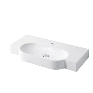 Wand-Waschbecken / rechteckig / Keramik / modern