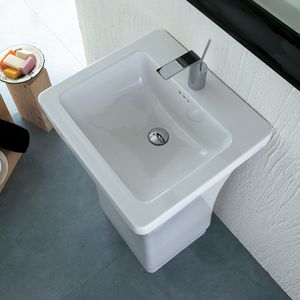 freistehendes Waschbecken / rechteckig / Keramik / modern