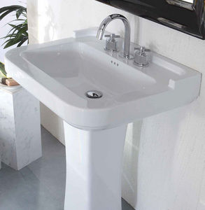 freistehendes Waschbecken / rechteckig / Keramik / modern