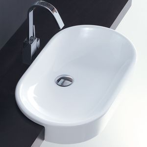 Einbauwaschbecken / oval / Keramik / modern