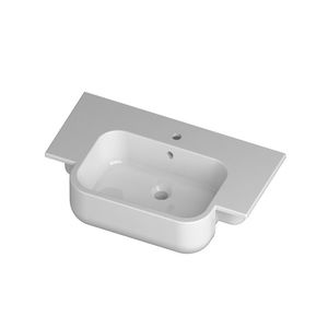 Einbauwaschbecken / Keramik / modern / mit integrierter Waschtischplatte