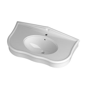 Wand-Waschbecken / rechteckig / Keramik / modern